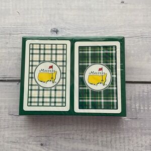 Master Golf Playing Cards 2 Decks Augusta National Logo Green White Plaid Sealed